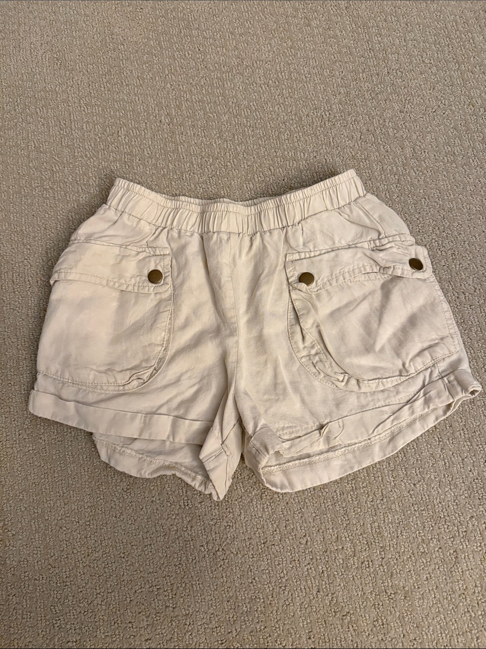 Vintage Havana Cream Cargo Shorts with Snap Flap Pockets
